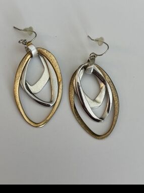 Two-Tone Gold and Silver Layered Dangle Earrings